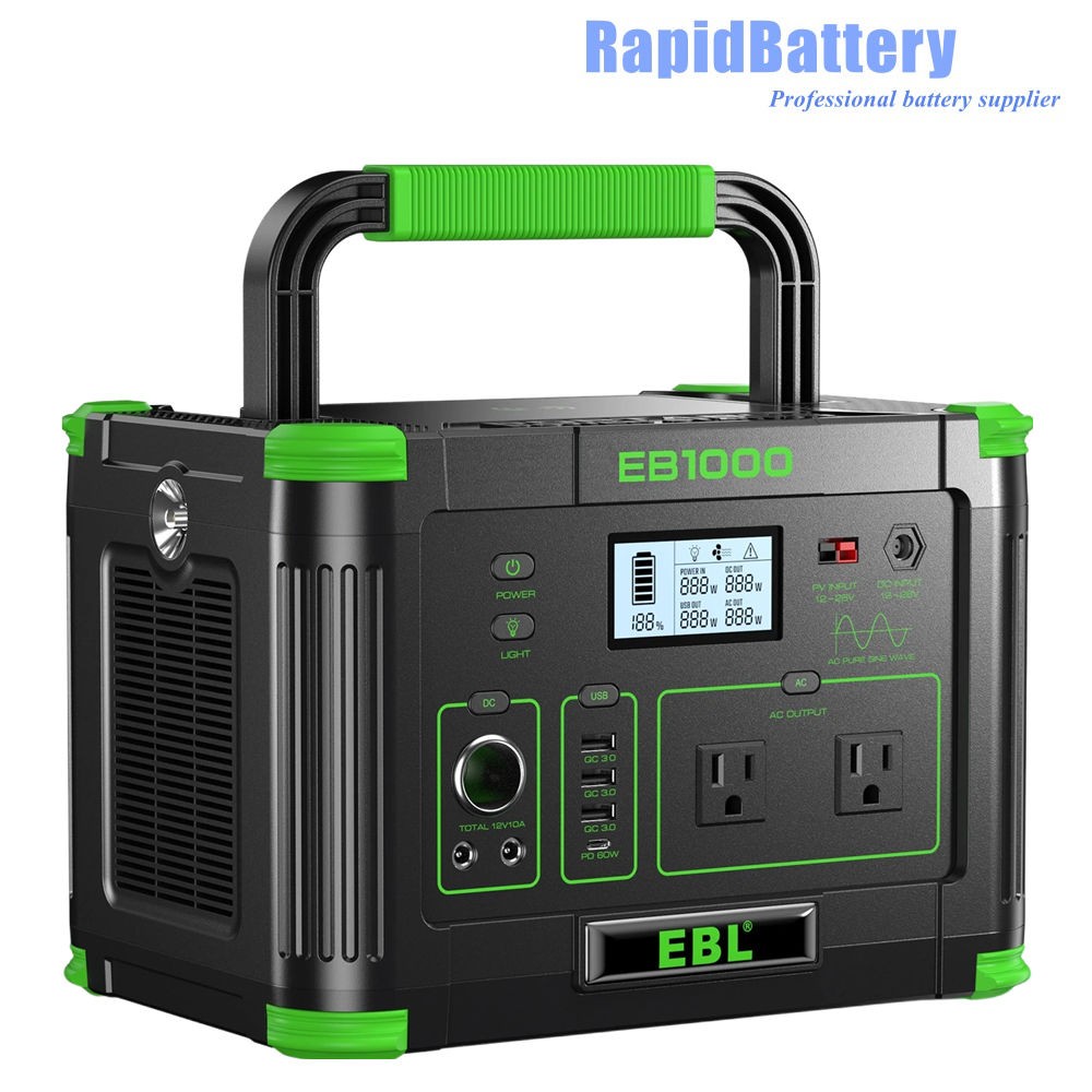1000W 999Wh LiFePO4 Battery Power Station Portable Solar Generator RV Backup