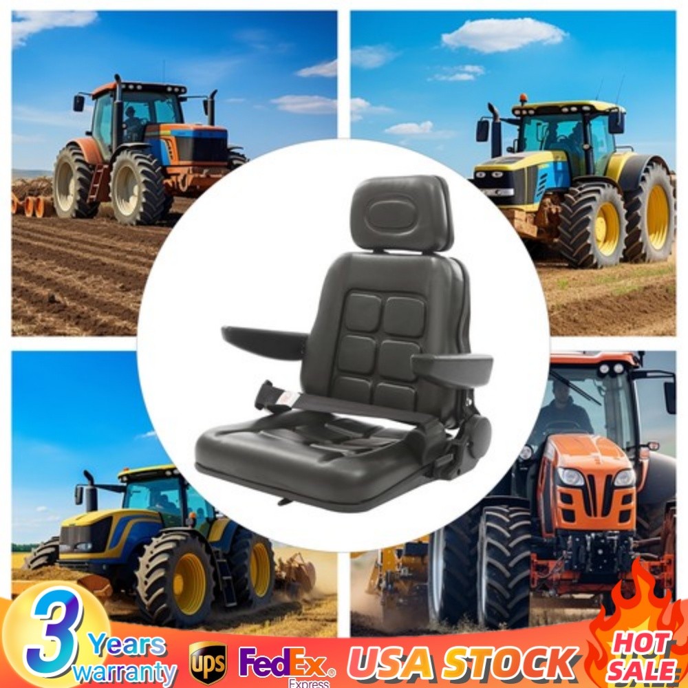 35°-180° Adjustable Tractor Seat Universal Forklifts Chair PVC Harvester Seating