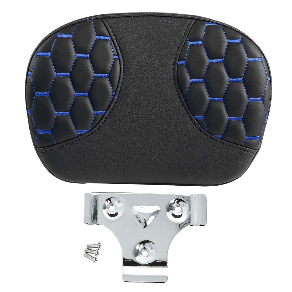 Leather Sissy Bar Backrest Touring Road King Electra 2014-2023 Blue Stitching