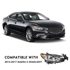 Halogen Projector Headlight Assembly w/Bulbs 2014-2017 Mazda 6 RH Passenger Side