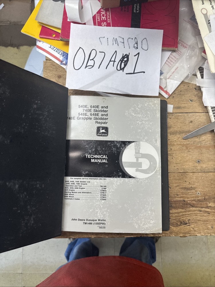 John Deere 540E 640E 740E Skidder 548E 648E 748E Grapple Repair Manual TM1486