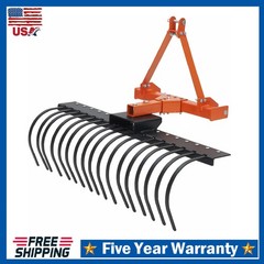 50″ 3 Point Landscape Rack for Category-0 Cat-1 Tractor, Steel Tractor Rake Lawn