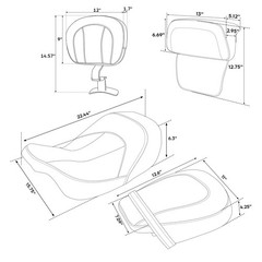 Passenger Sissy Bar Backrest Pad For Road King Street Glide 2014-2023 Black Red