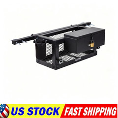 Tractor Tool Box Lockable Metal Tractor Basket Toolbox w/ Keys Rear Mount Tool