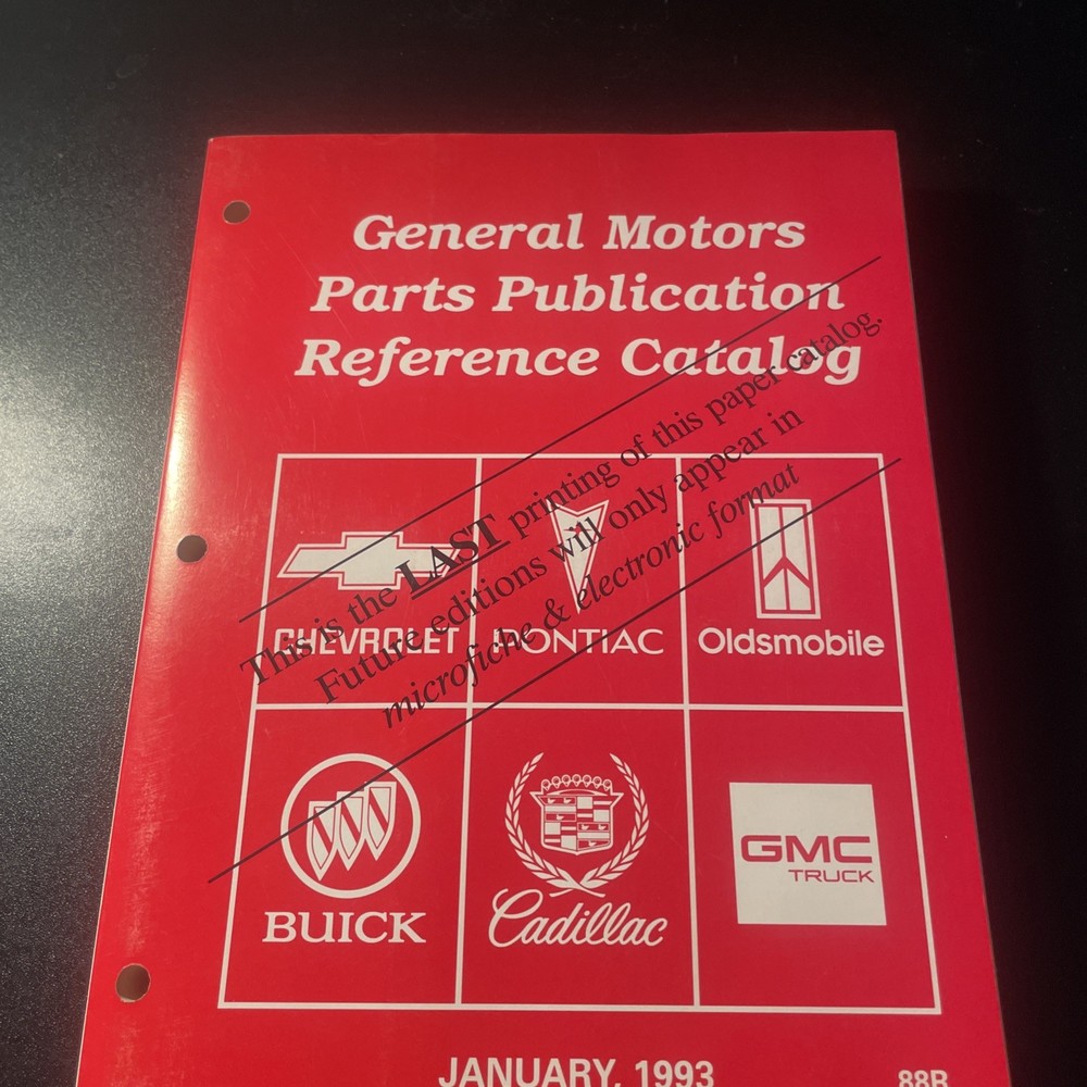 General Motors Parts Publication Reference Catalog GM January 1993 88R