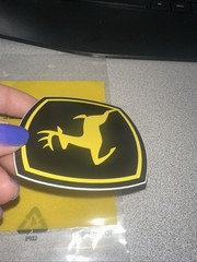New John Deere Black & Yellow Logo Decal Approx 3” X 2.5” JD5712