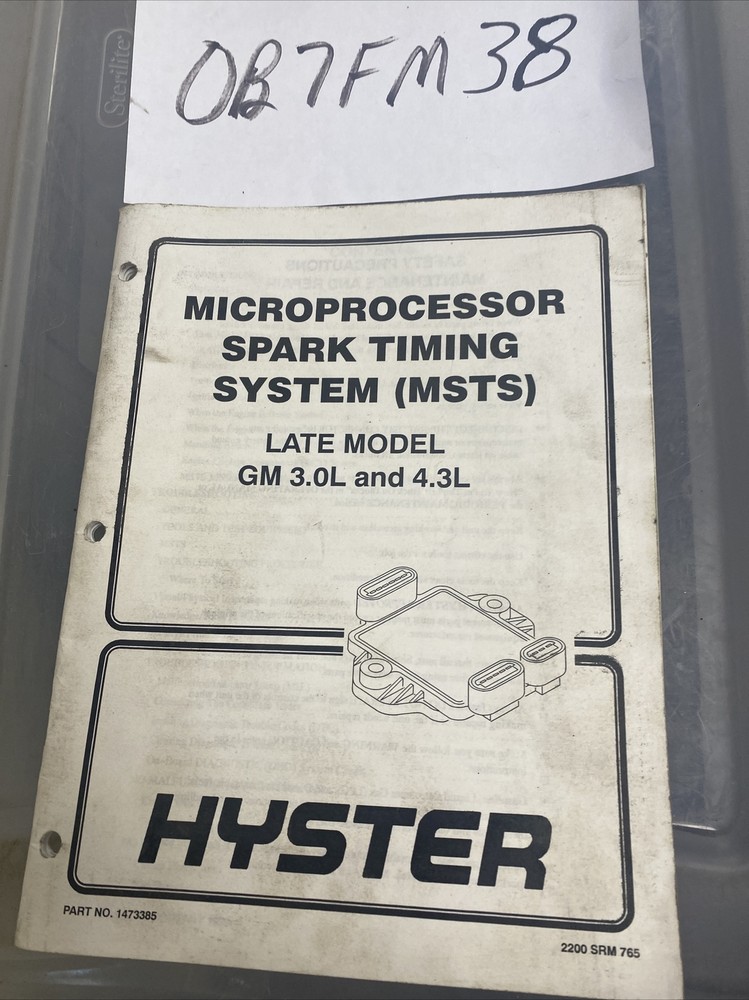 Microprocessor Spark Timing System GM 3.0L and 4.3L Hyster Manual