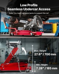 Low Profile Floor Jack,2200 lbs / 1 Ton Lifting Capacity Telescoping Transmissio