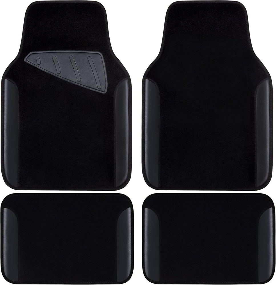 CAR PASS Waterproof Universal Fit Car Floor Mats, Faux Leather Car Carpet Mats,