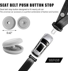 10 Sets Seat Belt Button Stop, Plastic Seat Belt Stop Clips Preven Color: Gray