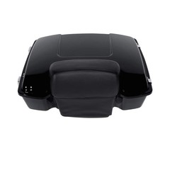 Vivid Black Chopped Trunk Luggage w/Passenger Backrest Pad for Touring 1997-2013