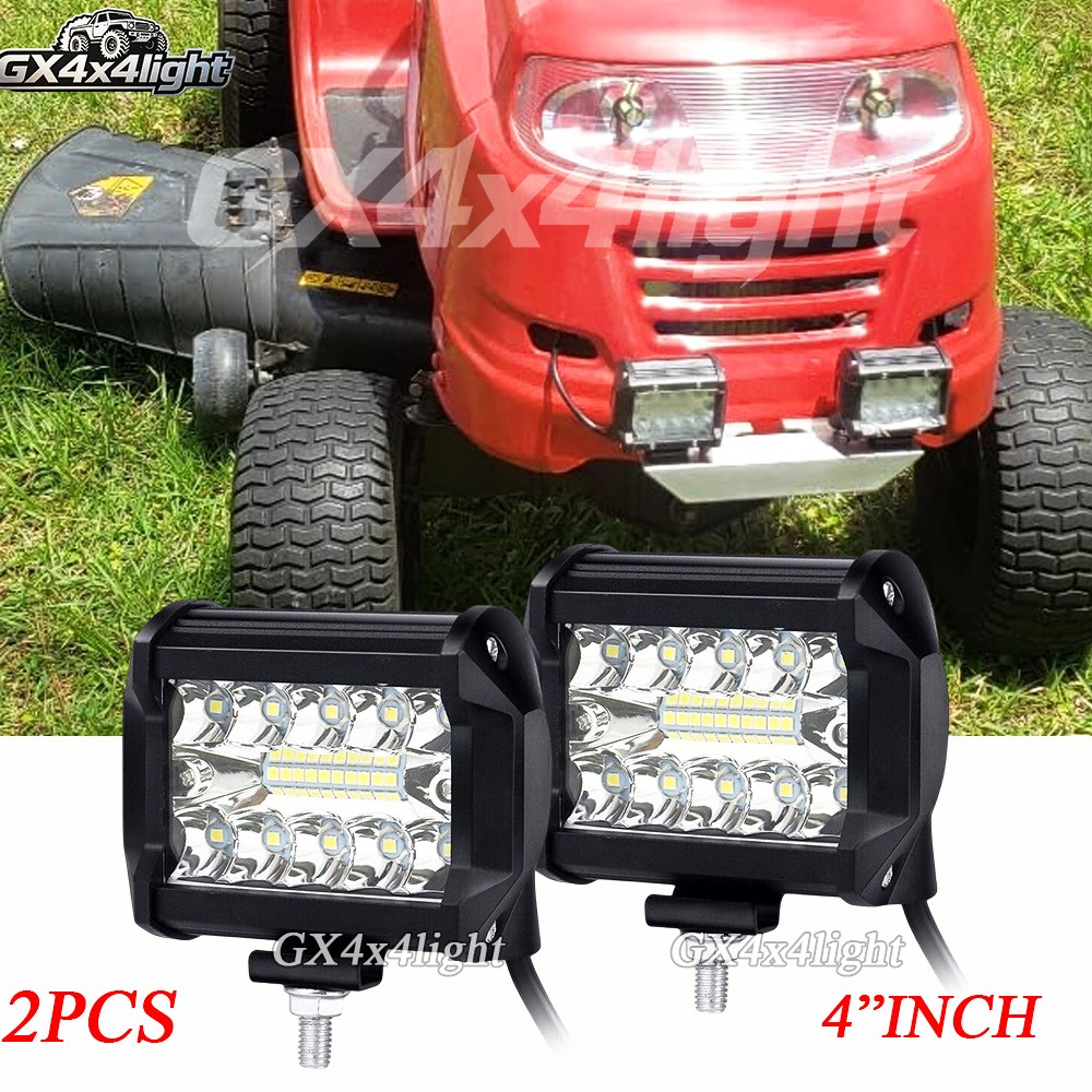 Pair 4″ INCH LED Work Lights Spot Flood Fit Case IH John Deere x500 Lawn Tractor