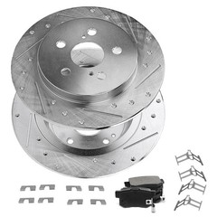 Rear 10.24″ (260mm) Drilled and Slotted Brake Kit Compatible with 2004-2008 Acur