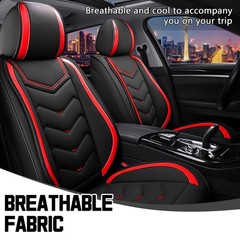 Nappa Leather Car Seat Covers Ford Bronco Sport 2021-2026 Black Red 2 Seats