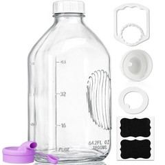 Ritayedet 64 Oz Heavy Duty Glass Milk Bottle with Reusable Airtight Strong SCREW