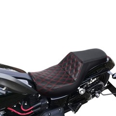 Motorcycle 2-Up Rider Passenger Seat For Street Bob FXDB 06-17 Red Stitching