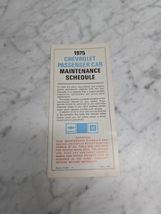 CHEVROLET 1975 PASSENGER CAR MAINTENANCE SCHEDULE GM PART NO 347199