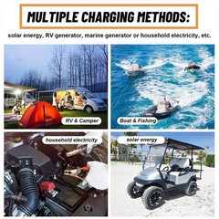 POERUNI 12V 100Ah LiFePO4 BMS Lithium Battery Deep Cycle for Marine Off-grid RV
