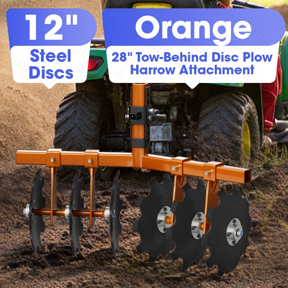 1Pair 28″ Heavy-Duty Disc Plow Harrow with Universal 2″ Hitch Adjustable Height