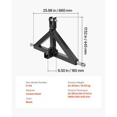 Uimoso 2″ Tractor Hitch Receiver Adapter, 3-Point, 3000 lbs Load Capacity