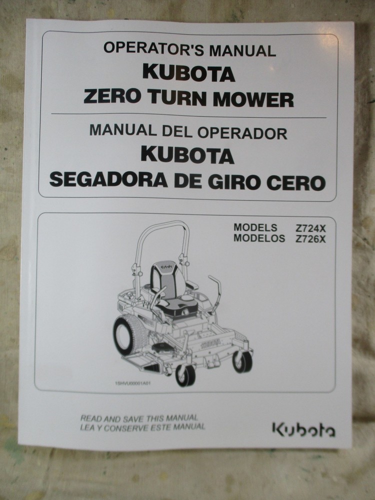Kubota Z724 Z726 English Spanish Operators Manual K3851-71251