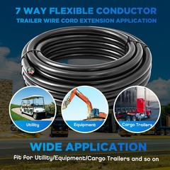 Tujoe 7 Way Trailer Wire 14/7 Heavy Duty 50FT 100% Pure Copper 7 Wire Trailer…