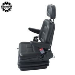 Suspension Tractor & Forklift Seat Armrest Safety Belt Black Adjustable Backrest