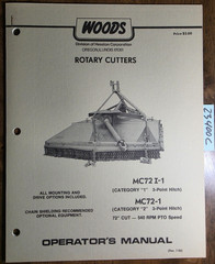 Woods MC72 I-1 MC72-1 Cadet C72 Rotary Cutter Mower Owner Operator’s Manual 7/89