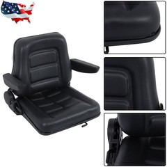 Adjustable Backrest Lawn Mower Tractor Seat Forklift Excavator Seat w/ Armrests