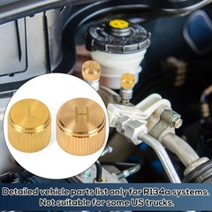 2pcs Car AC Valve Caps for R134a System, Brass Leakproof Covers for Vehicles