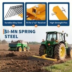 48/60 in Durable Pine Straw Rake Steel Spring Landscape Rake fit 2″ Receiver