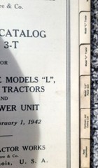 John Deere 1942 Repair Catalog “L”,”LA”, “LI”, “LU”