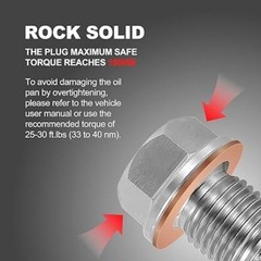 M14x1.5 Magnetic Stainless Steel Oil Drain Plug with Copper Washers, Compatible