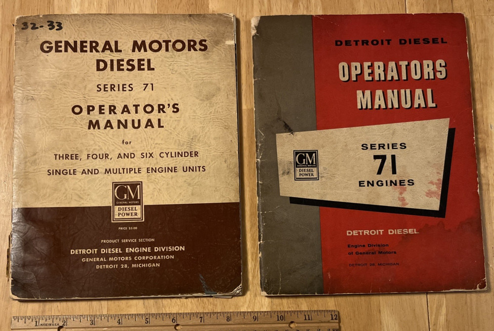 Lot of 2 Vintage 1950s GM Detroit Diesel Series 71 Engine Operators Manuals