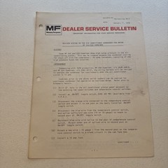 1979 Massey Ferguson MF 540/550 Combines Dealer Service Bulletin