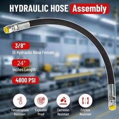18″/24″/36″ -3/8″ Hydraulic Hose #6JIC Female Straight Swivel Fittings Universal