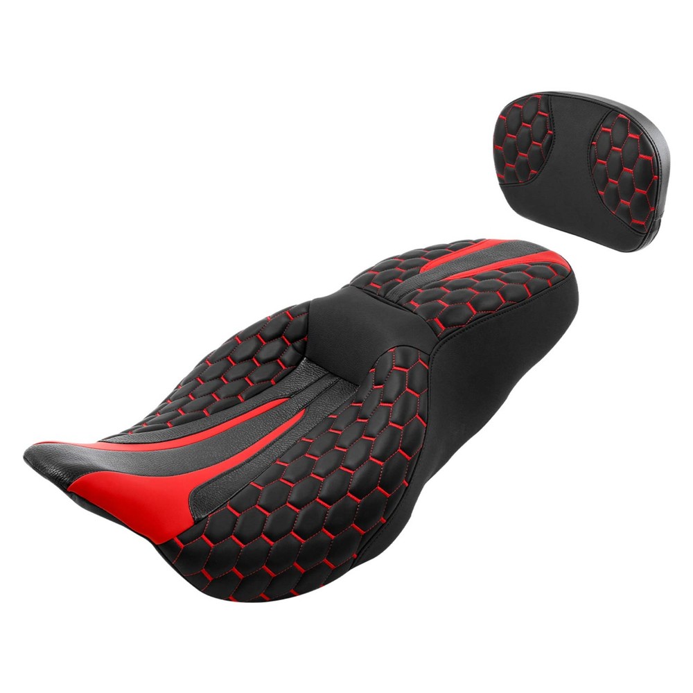 Motorcycle 2-Up Seat Cushion Backrest Pad Fits Road King Street Glide 14-23