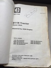 Caterpillar CAT D11N Tractor Power Shift Parts Manual SEBP1563 74Z1-Up dozer bul