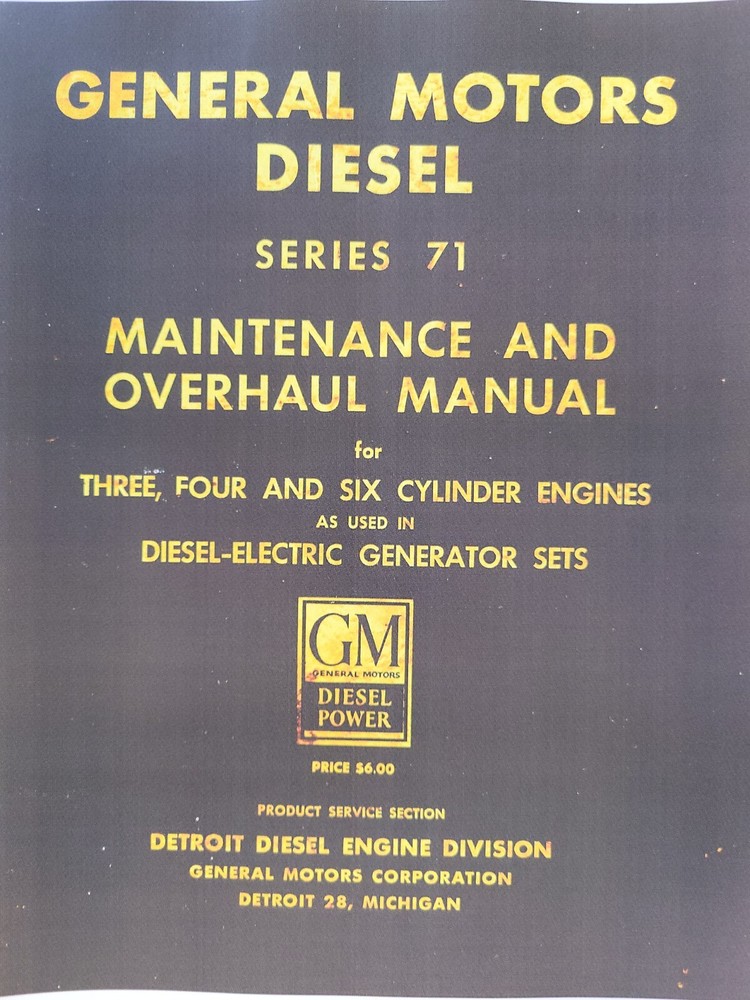General Motors Detroit ser 71 371 471 671 Diesel Engine Service Manual Generator