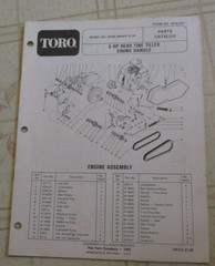 Toro 5 hp rear tine tiller 58160 Parts Catalog Manual