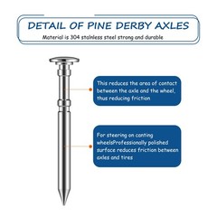 Sumind 4 Pieces Car Axles Compatible with Pinewood Polished 23 Mm / 0.91 Inch