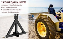 GRAVEE 3 Point Trailer Hitch 2″ Receiver Hitch Category 2 Tractor Compatible
