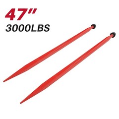 2PCS Red 47″ 3000LBS Hay Bale Spear Quick Attach Spike Fork For Tractors Loaders