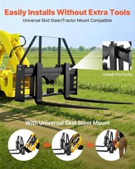 Uimoso Pallet Fork Frame Attachment with 48-inch Skid Steer Forks, 4000 lbs