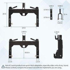 Quick Hitch 3 Point With 2″ Receiver For CAT 1 Tractor 5-Level Adjustable Bolt