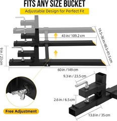 43″ Clamp on Pallet Forks 2500lbs Heavy Duty Steel Quick Attach Tractor Forks