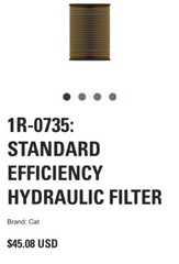 Caterpillar Oem Hydraulic Oil Filter 1R-0735. Cat Nos Filter 1r0735.