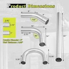 Exhaust Pipe Kit 2.5 Inches Mild Steel DIY Custom Exhaust Kit