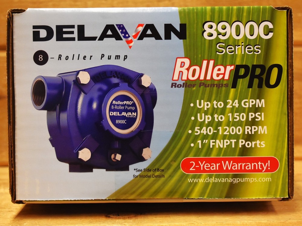 Delavan 8900C Series 8 Roller Pump Pro 24 GPM 150 PSI 540-1000 RPM 1″ FNPT