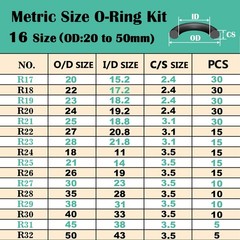 XBVV 1540 Pcs 32 Size O-Rings Kit Nitrile Rubber O Ring Assortment with Black
